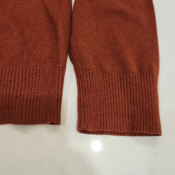 Eddie Bauer Sweater Mens TL Rust Red V Neck Cotton Cashmere Vintage Knit - Picture 4 of 11